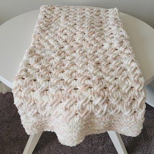 Oversized Hand Knitted Baby Blanket, 40"x40"